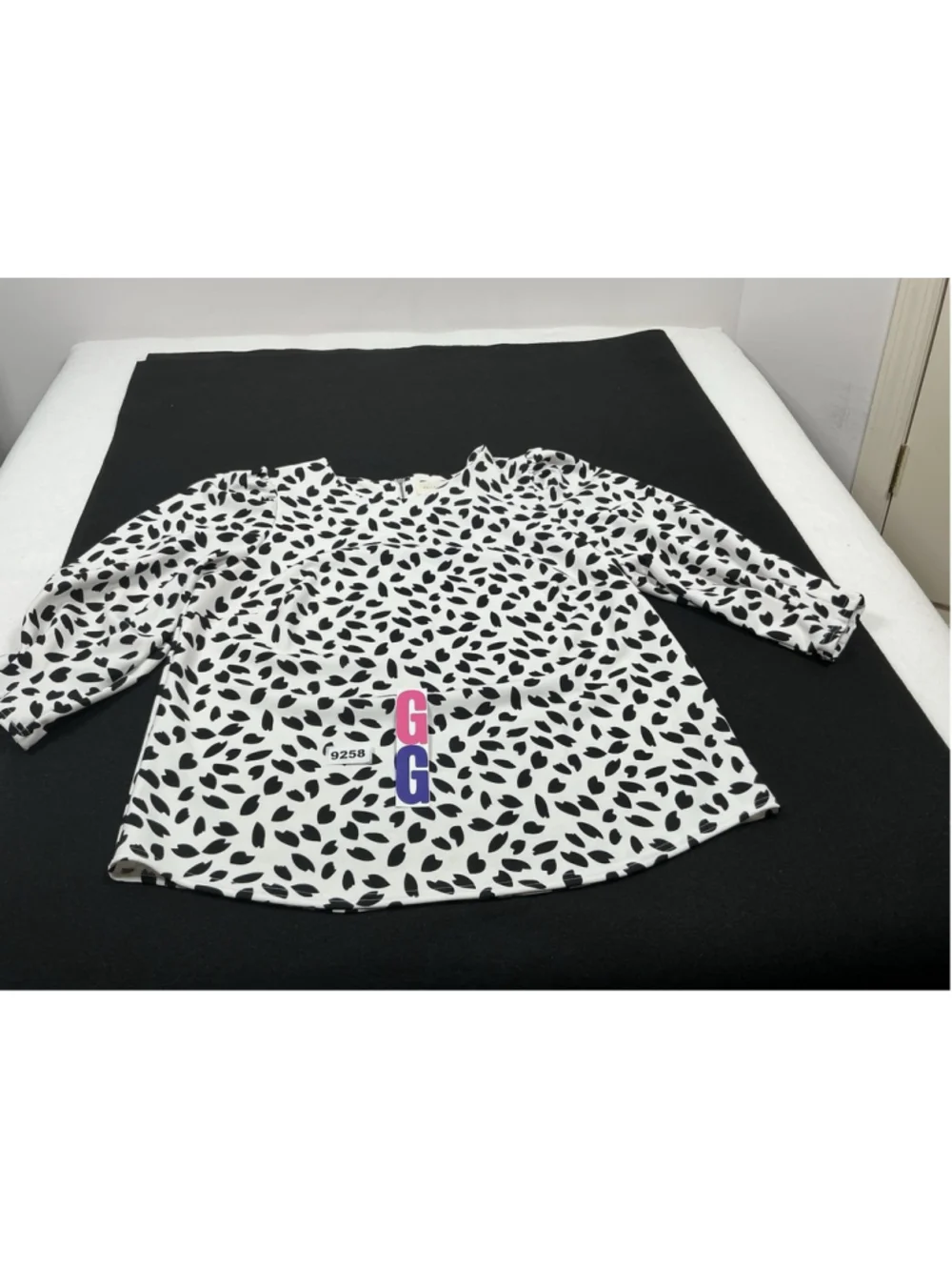 Womans Excellent Melloday 3/4 Puffy Sleeve Blouse XL Black White